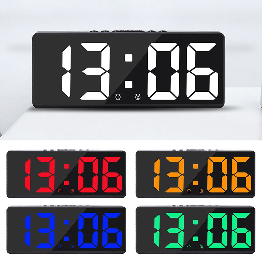 Creative digital clock, color night light, temperature calendar alarm clock, LED large digital electronic clock, backlight, home decoration