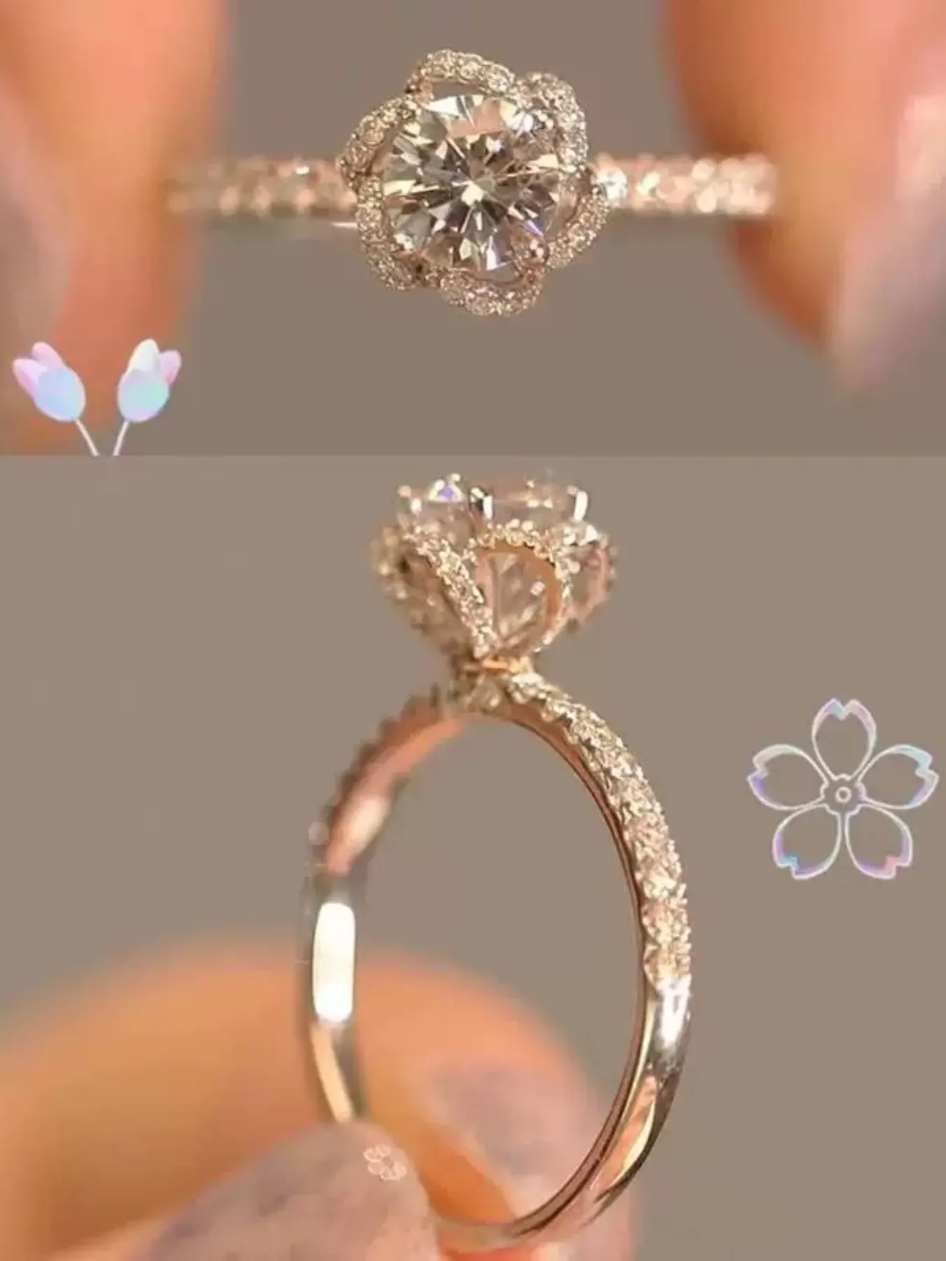Elegant Women's Engagement Ring, Zinc Alloy Floral Decor with Zircon Stone, Perfect for Daily Wear, Weddings, Anniversaries, Valentine's Gifts, Elegant Fashion Rings