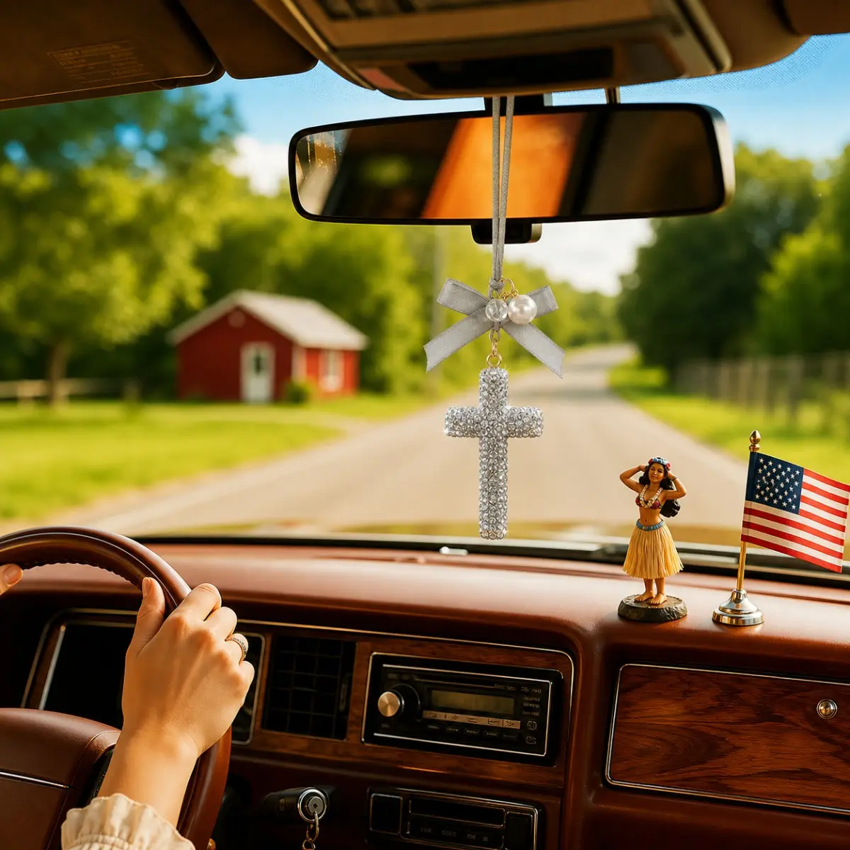 Bling Queen Car Rearview Hanging Cross Ornament, Car Rearview Mirror Cross Pendant, Christian Accessories gift, Aesthetic Car Accessory, Automotive Decoration,back to school,back to school haul