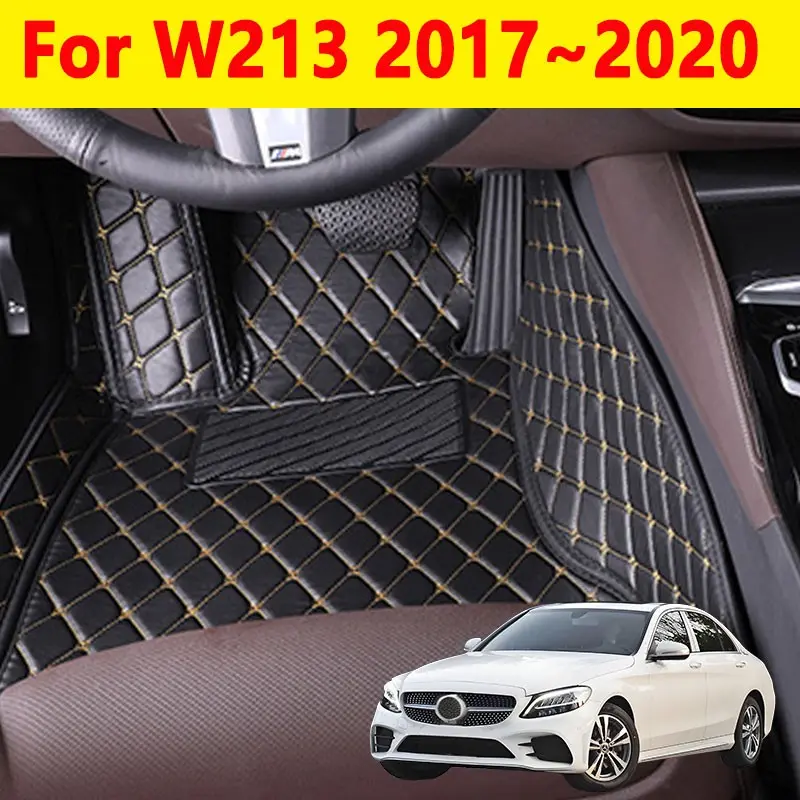 LHD PU leather automotive floor mats for W213 2017~2020，durable and easy to clean Removable specialized leather floor mats Provide anti-stain protection for car interiors suitable for use all year round They are not available for sale in the UK