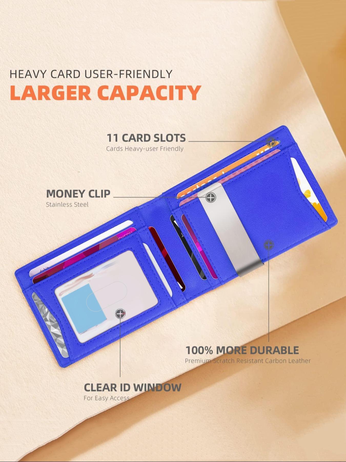 Men's Carbon Fiber Pattern with Card Slots, Slim Wallet with RFID Blocking, Thin Design for Easy Carry and Security, RFID Blocking Wallets