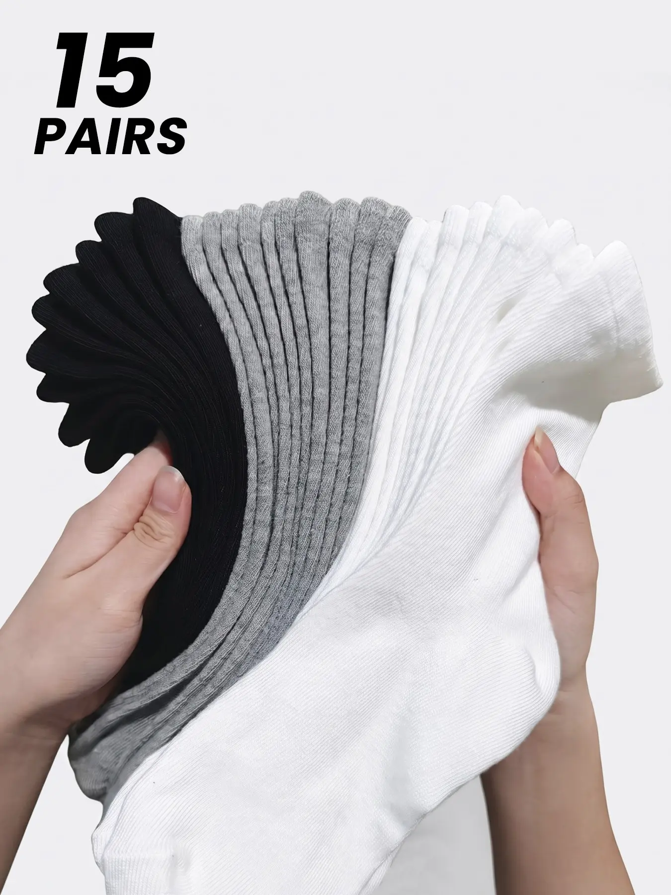 15 Pairs Neutral Soft Solid Color Plain Crew Socks, Comfortable Breathable All-Season Minimalist Basic Casual Socks, Large Capacity Pack Socks Bulk for Daily Wear