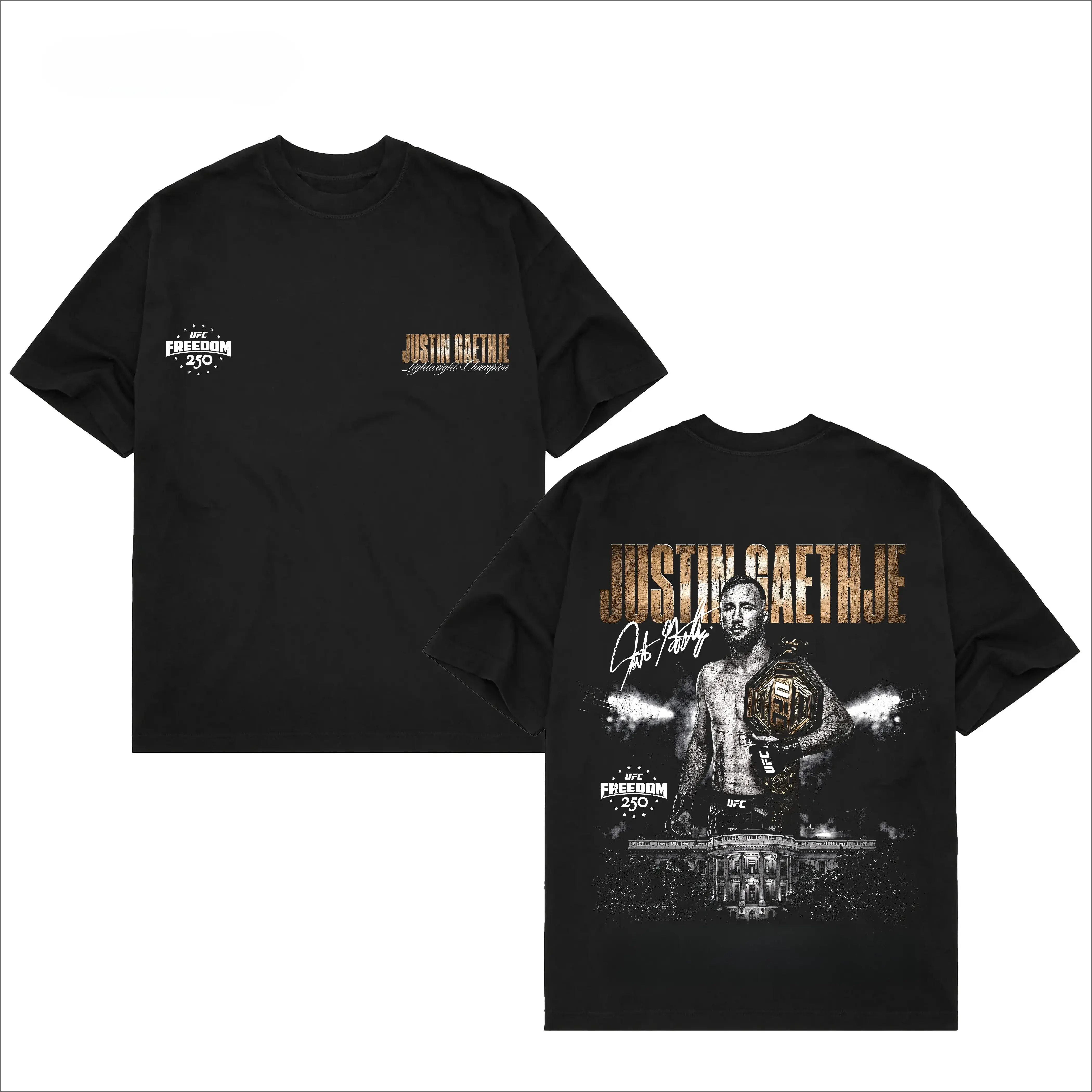 Men's Black Justin Gaethje UFC Freedom 250 #AndNew Men's Lightweight Champion T-Shirt, UFC White House Tee, UFC Freedom 250 Shirt, UFC Champions Shirt, UFC Merch