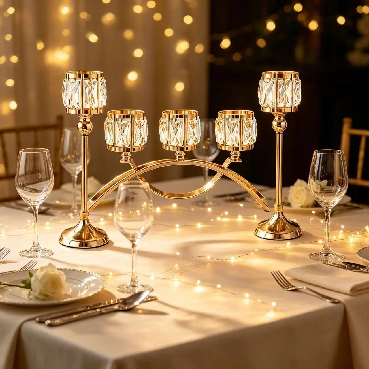 Luxury Crystal Candle Holders Set of 3, Home Dining Table Decor, Party Wedding Centerpiece, Elegant Candle Accessories, Candle Holders For Table Centerpiece