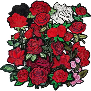 20pcs Rose Iron on Patches Flower Embroidery Patches Applique Valentines Patches for Clothes Hats Jeans Jacket