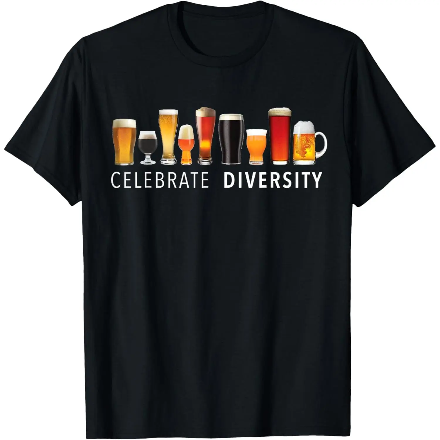Unisex 100% Cotton Short Sleeve "Celebrate Diversity" Funny Craft Beer Graphic T-Shirt, Beer Lover Humor Tee, Brewery Fan Gift Shirt, Soft Comfortable Casual Wear