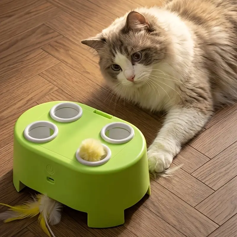 Interactive Cat Toy, Smart Cheese House Pet Toy, Rechargeable Automatic Feather Wand, Fun Entertainment for Kittens and Adult Cats