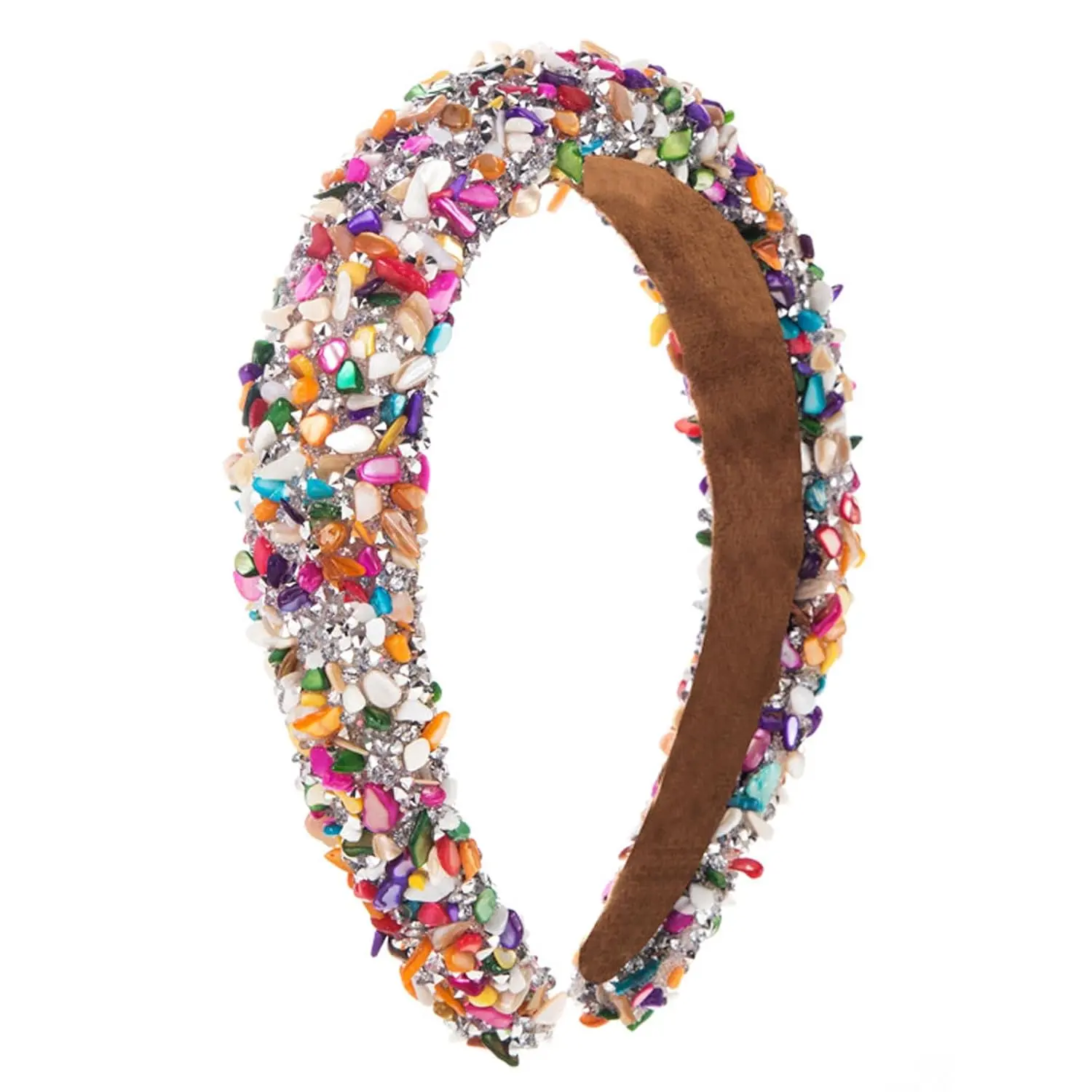 Baroque Rhinestone Headband for Women, Glamorous Padded Design with Colorful Jewels, Sparkly Female Party Hair Accessory, Gifts, Baroque Retro, Fashion