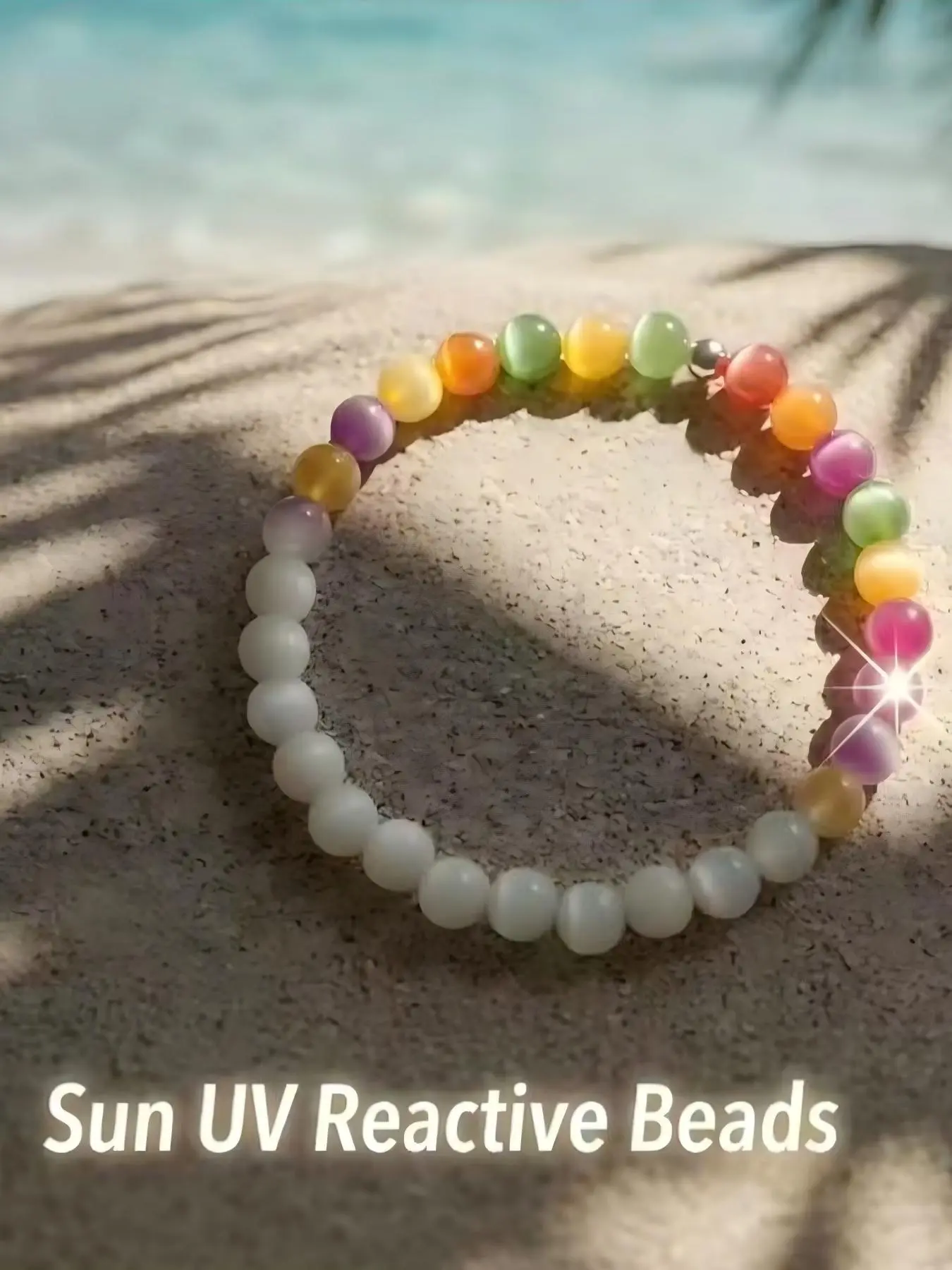 Dopamine Summer Vacation Colorful Beaded Bracelet, UV Reactive Changing Colors, Boho Style Fashion Accessory, Perfect for Daily Wear