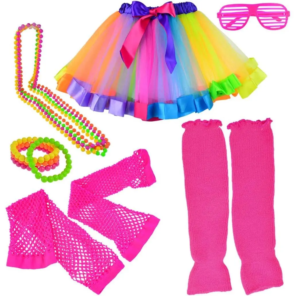 1980s Outfits Clothes Shirts Dress for Girl Neon