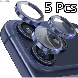 5pcs Tempered Glass Camera Lens Protector for Iphone 17 16 15 14 13 12 11 Pro Max Plus 12Mini 13Mini 16E 17Air, Easy Installation And Strong Adhesive, Scratch-Resistant Lens Cover, HD Lens Protection Film, Tempered Glass Camera Protector Pad