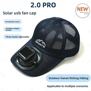 Men’s Solar USB Rechargeable Mesh Baseball Cap, UPF50+ UV Protection Breathable Cooling Fan Sun Hat, Lightweight Ventilated Trucker Hat for Fishing Gardening Hiking Daily Outdoor Summer Work