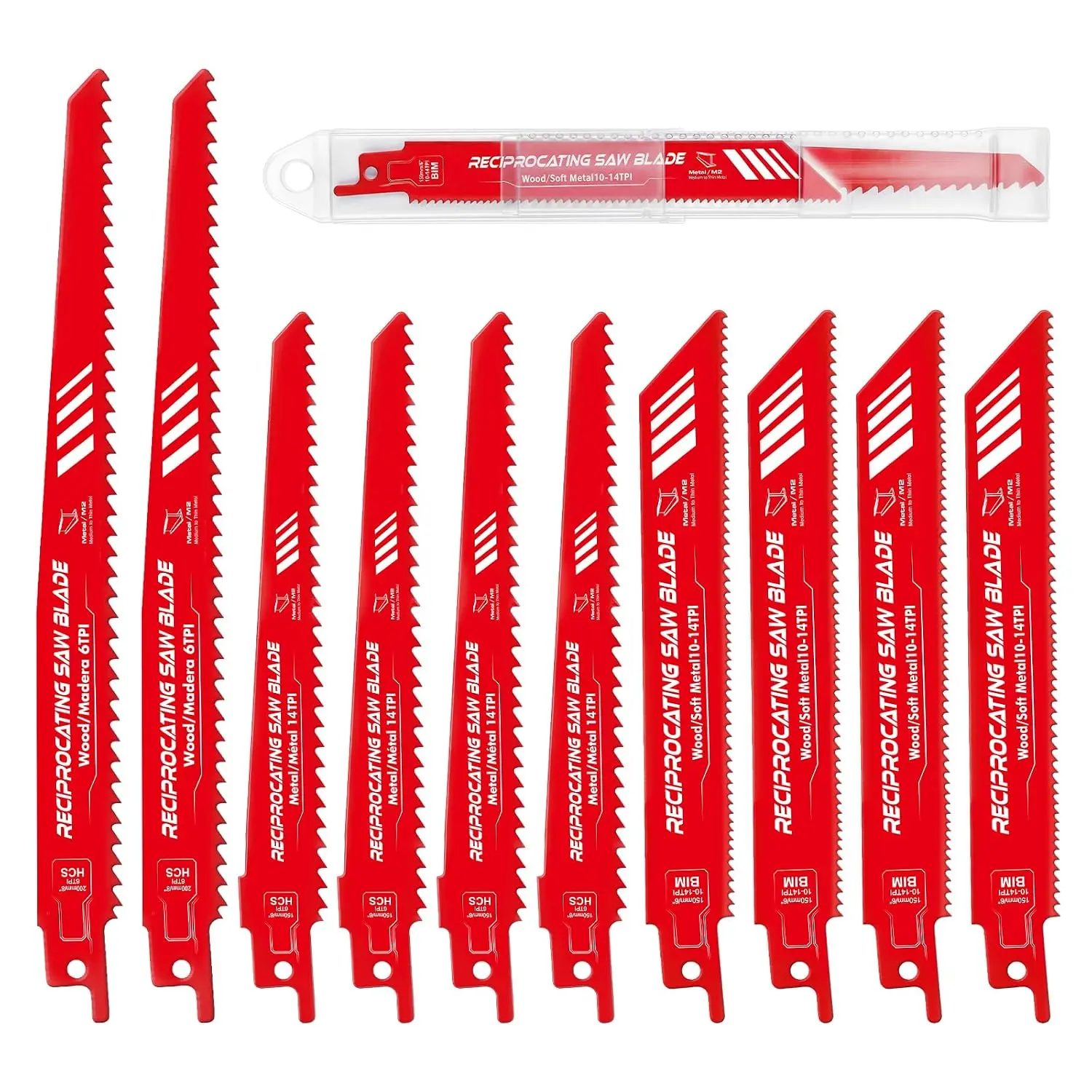 10 count Reciprocating   Set, 6" & 8"   with Storage Box, Use for  , Thin Metal, Drywall, Plastics & Composite Materials