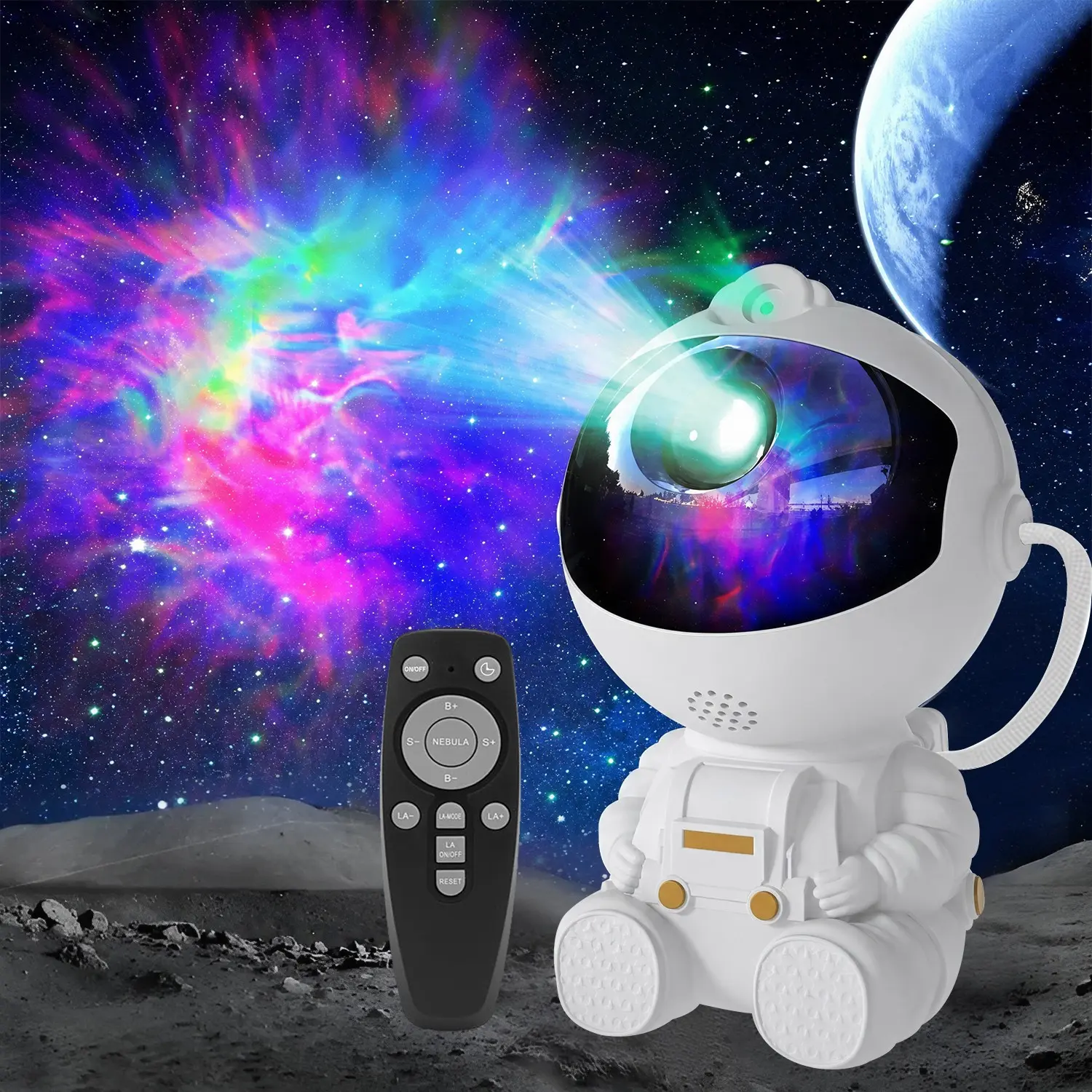 Space Nebula Projection Night Light, Color-Changing LED Galaxy Lamp, Ideal for Bedroom, Bathroom, Game Room, Home Decor
