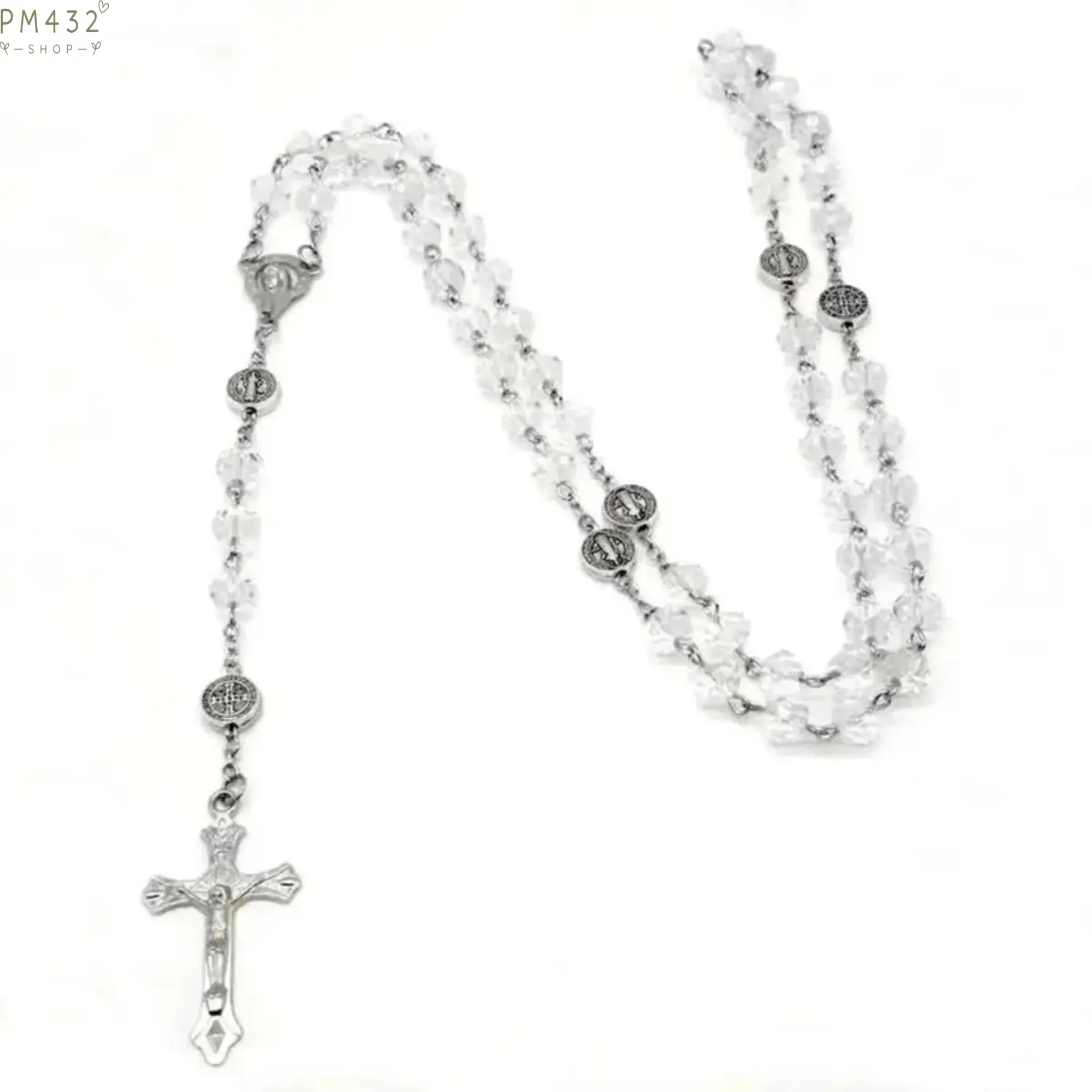 Men’s Rosary Necklace, Colorful Crystal Beaded Chain with Cross Pendant, Stylish Religious Inspired Jewelry Accessory, Unique Gift for Men, Birthday Gift, Holiday Present & Everyday Wear