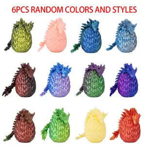 3D Printed Dragon Statue Set, 6pcs Dragons and Eggs, Gradient Color Design, Night Glow Dragon Eggs, Perfect Gift, Random Styles and Colors