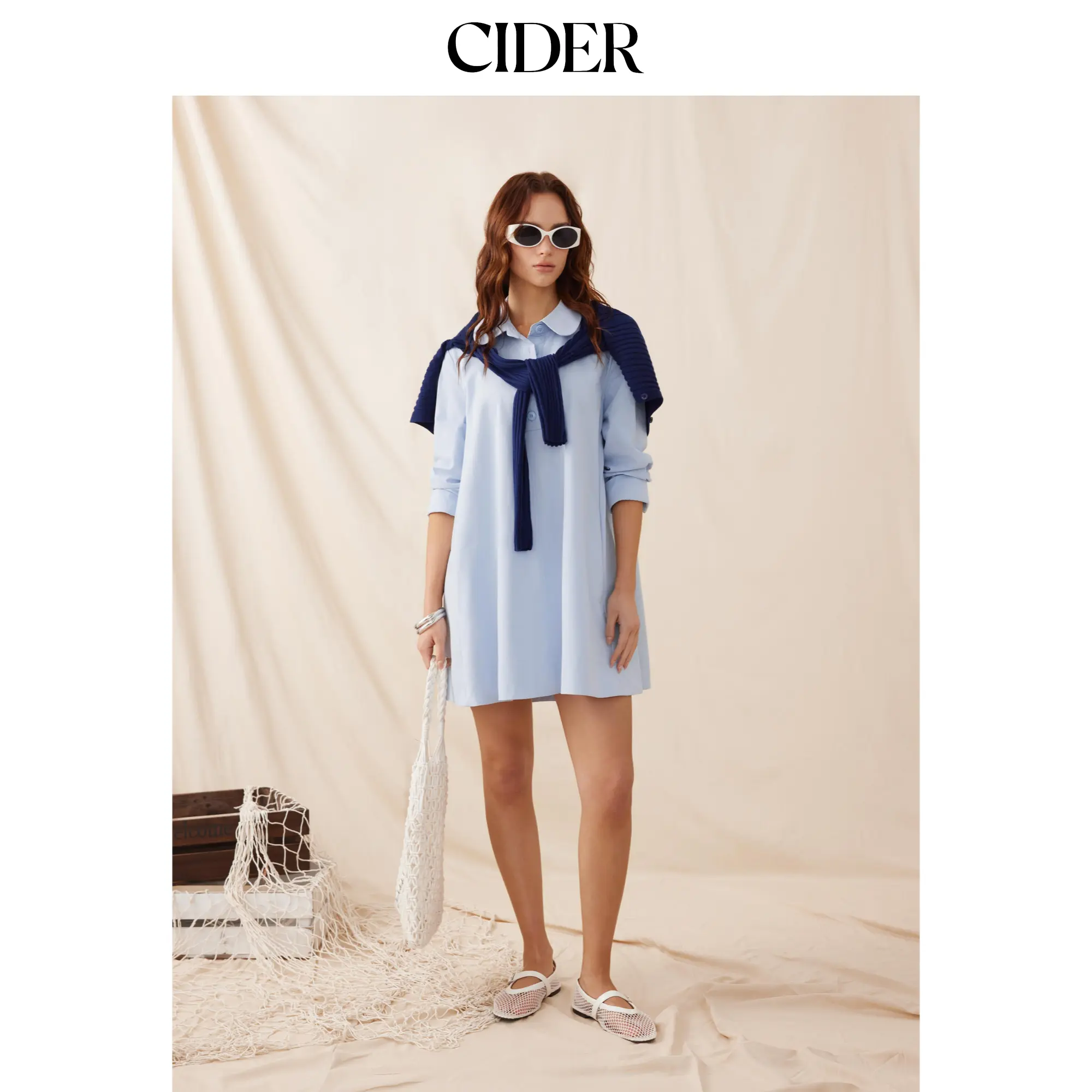 Cider Oversized Long Sleeve Mini Shirt Dress SummerFinds