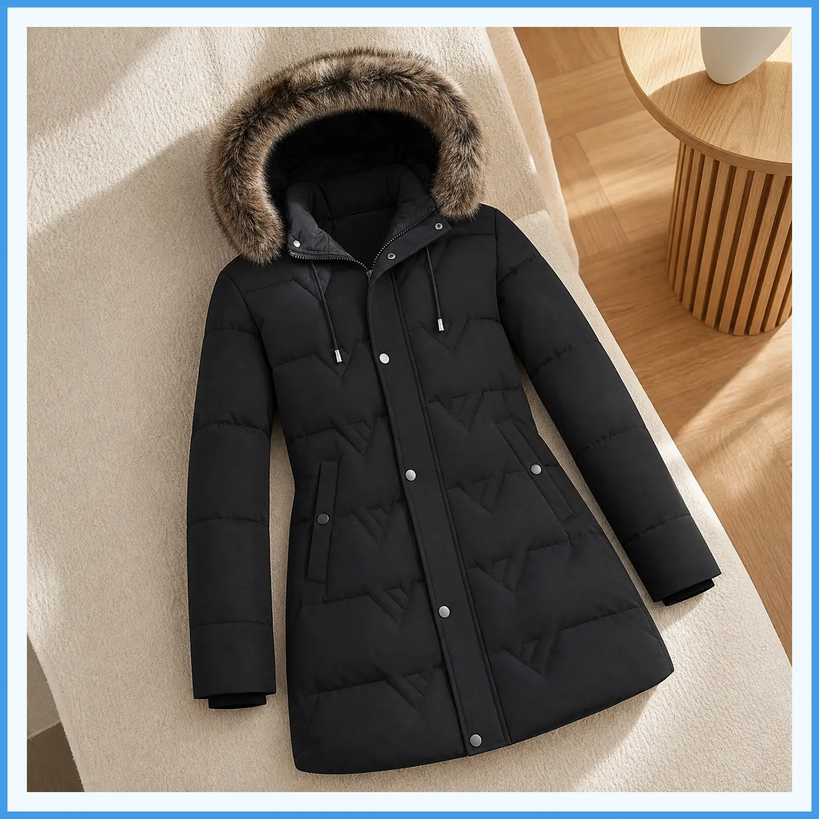 Women's Waterproof Long Insulated Winter Parka with Detachable Hood