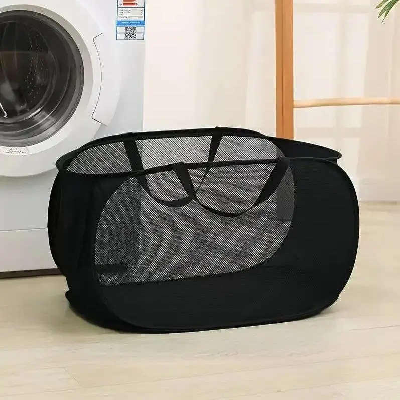 Durable Mesh Laundry Basket, Large Capacity Foldable Clothes Hamper with Sturdy Carry Handles for Home Laundry and Camping, High-Capacity, Wear-Resistant, Practical, Sports, Compact Fold, Handle Carry, Functional, Everyday Use, Unisex, Handheld Handle