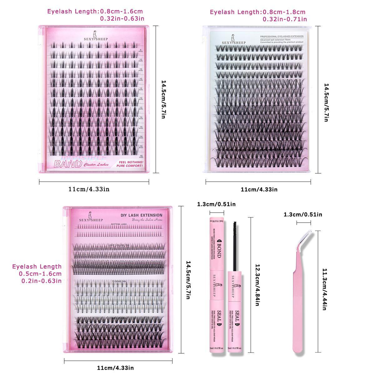 Individual Lash Extension Kit, 1 Box Mixed Length False Eyelashes Extensions with Bond and Seal & Tweezers, Professional Eye Makeup Accessories for Women, Cosmetic #TOP PICKS