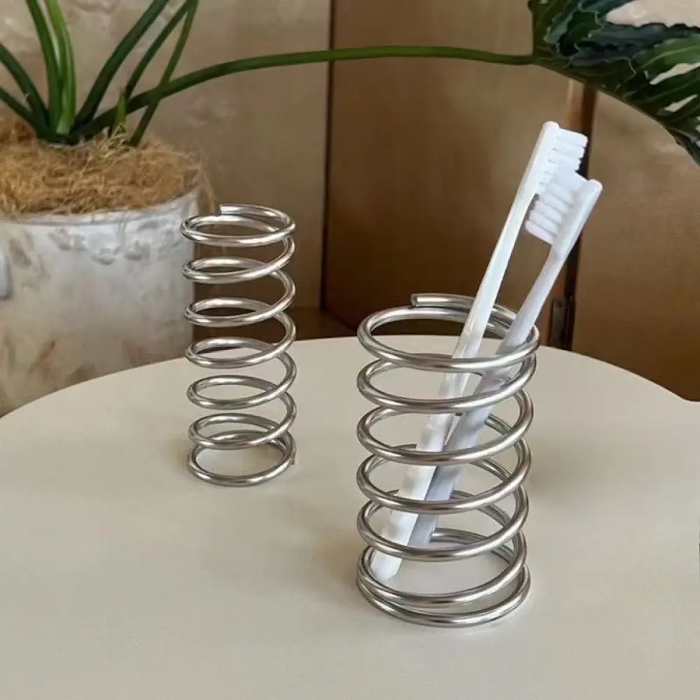 Stainless Steel Toothbrush Holder Organizers Metal Bathroom Accessories Toothbrush Cup Holder Toothbrush Holders for Bathrooms Toothbrush and Toothpaste Holder Tool for Toothpaste Makeup Brush Storage Rack Home Decoration