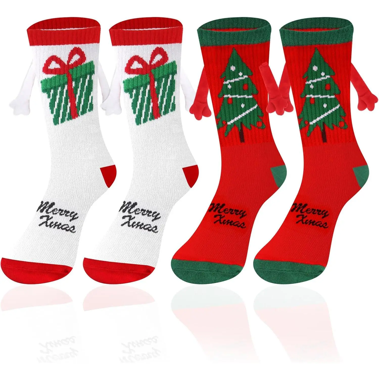 Christmas Holding Hands Socks Christmas Funny  Socks Winter Xmas  Hand Holding Socks for Family