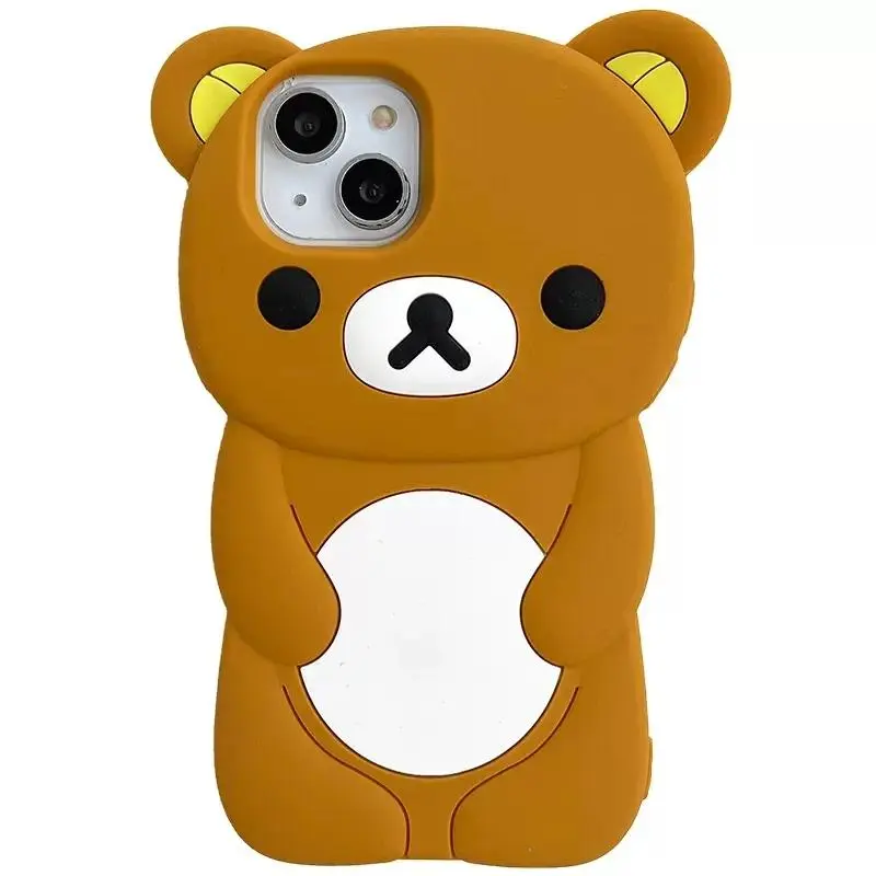 Rilakkuma Bear Cute  Silicone   for  17/16/15/14/13/12/11 Pro ,Xs,XR,6/7/8 Plus - Stary Night Themed Country Music Fan ,  Series Casing  tpu patriotic bow   ideal christmas  - protection durable   girl gift Magnetic Case shockproof soft drop mobile cover,