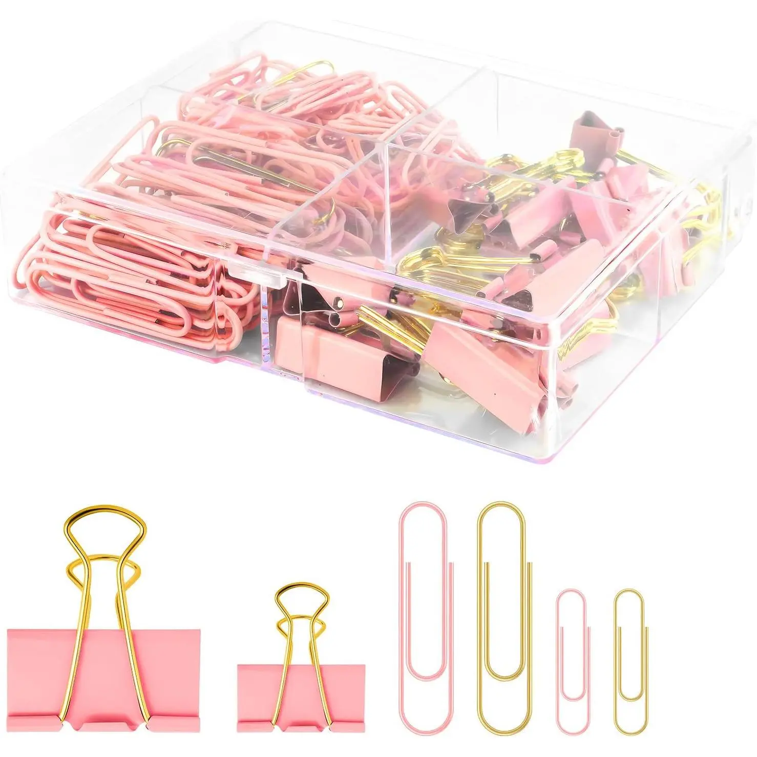 Paper Clips and Binder Clips Set,  & ,  Size Clips | 165- Decorative Paper Clip Set, Cute Desk Accessories for School, , Office, Desk, Planners and Documents