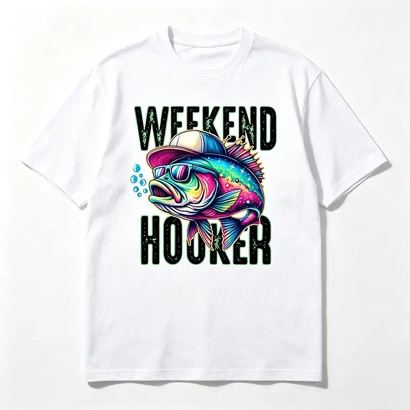 Men’s Weekend fishing Bass Fishing Graphic T-Shirt, Cool Galaxy Bass Fish With Cap & Sunglasses Print Crew Neck Short Sleeve White Casual Tee, Funny Angler Outdoor Daily Top Canvas Day