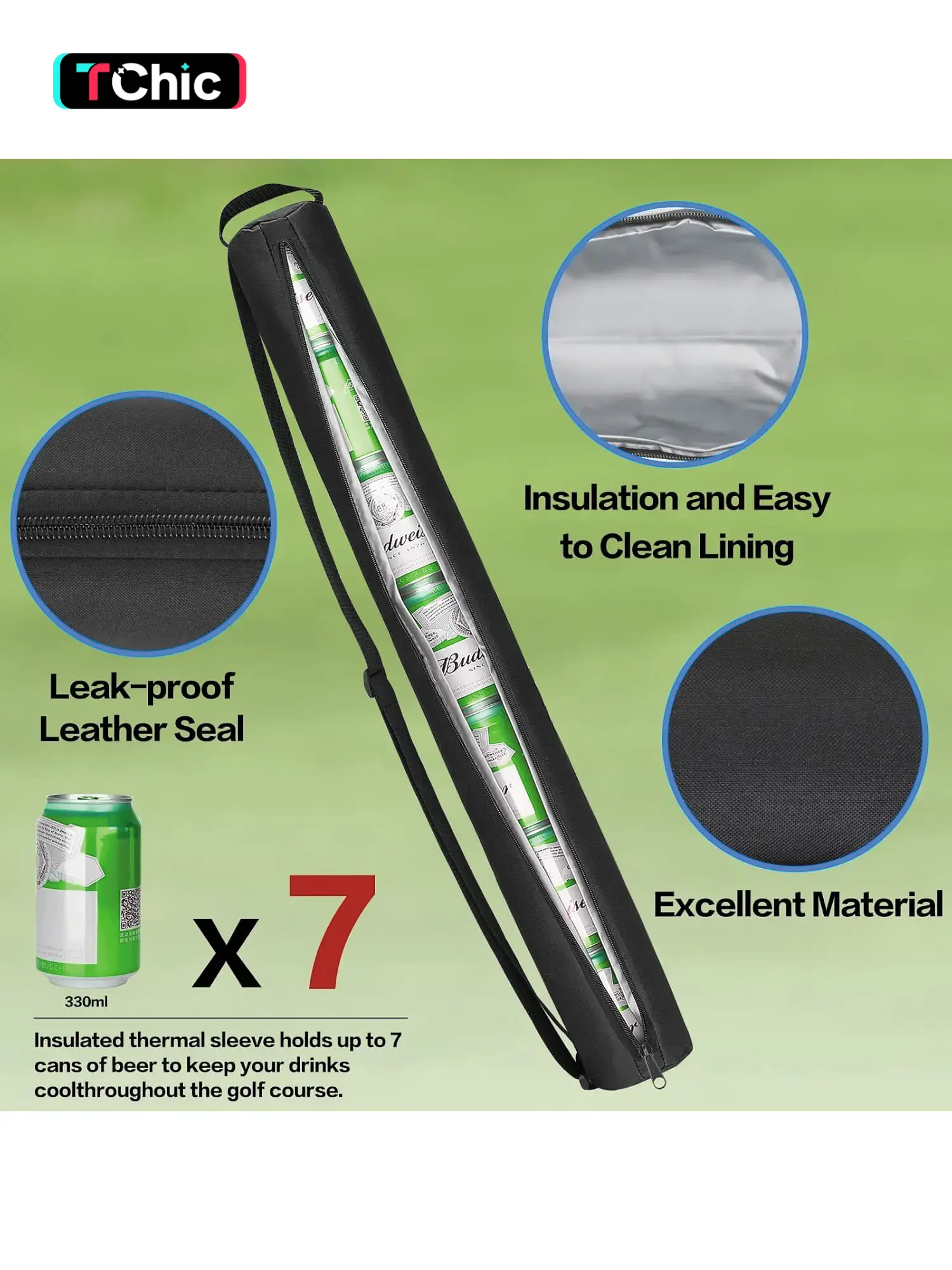 Golf Bag Beer Cooler Sleeve, Fits Most Golf Bags, Insulated & Reusable, Perfect for Outdoor Activities, Travel Essentials, Durable Design
