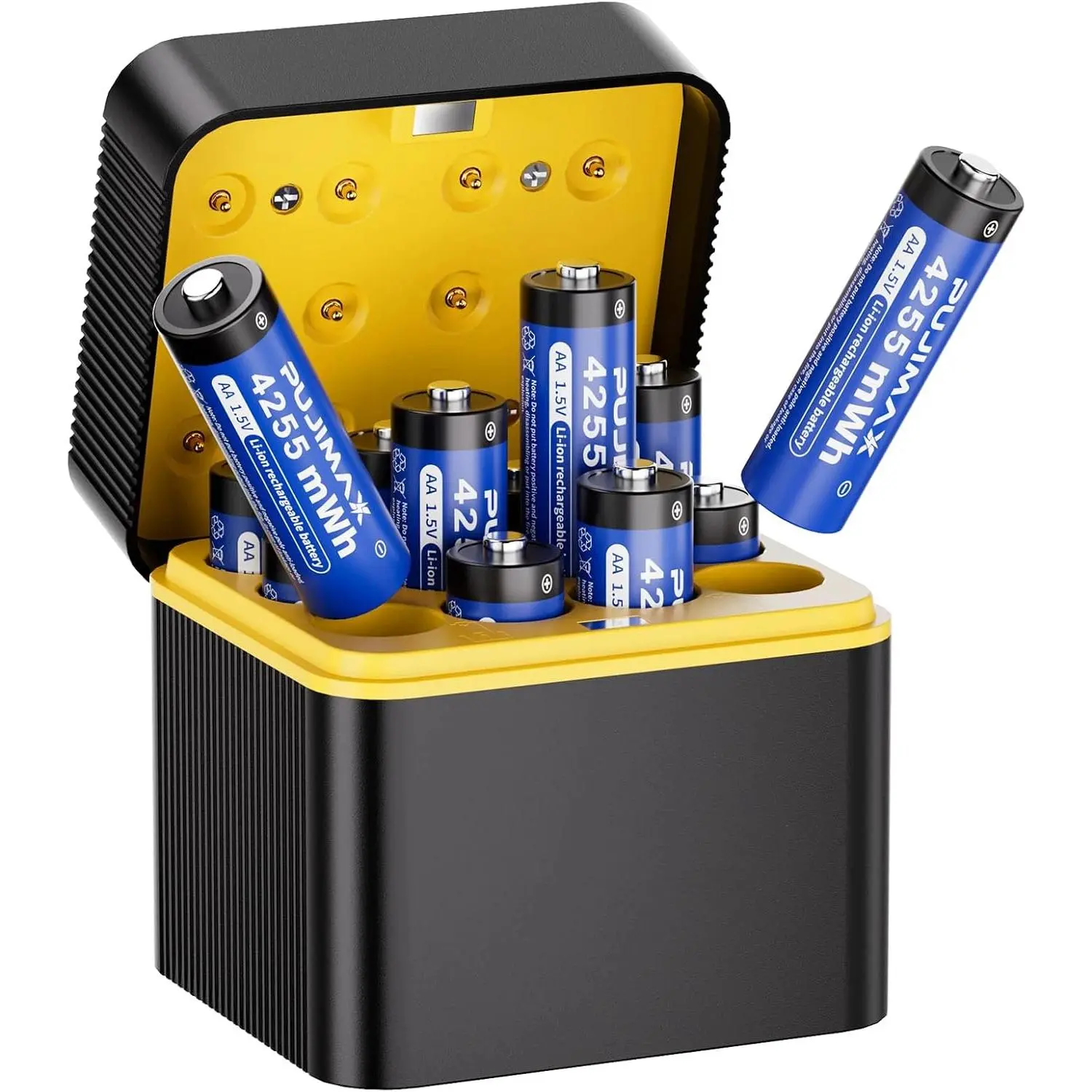 Fast Lithium Rechargeable Batteries 12PCS Smart 4255mWh with Charger AA 1.5V