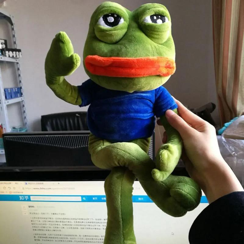 45cm Animal Sad Frog Plush Toy Soft Stuffed Pillow Magic Expression Pepe The Sad Frog Plush Doll Birthday GIfts For Girls Boys