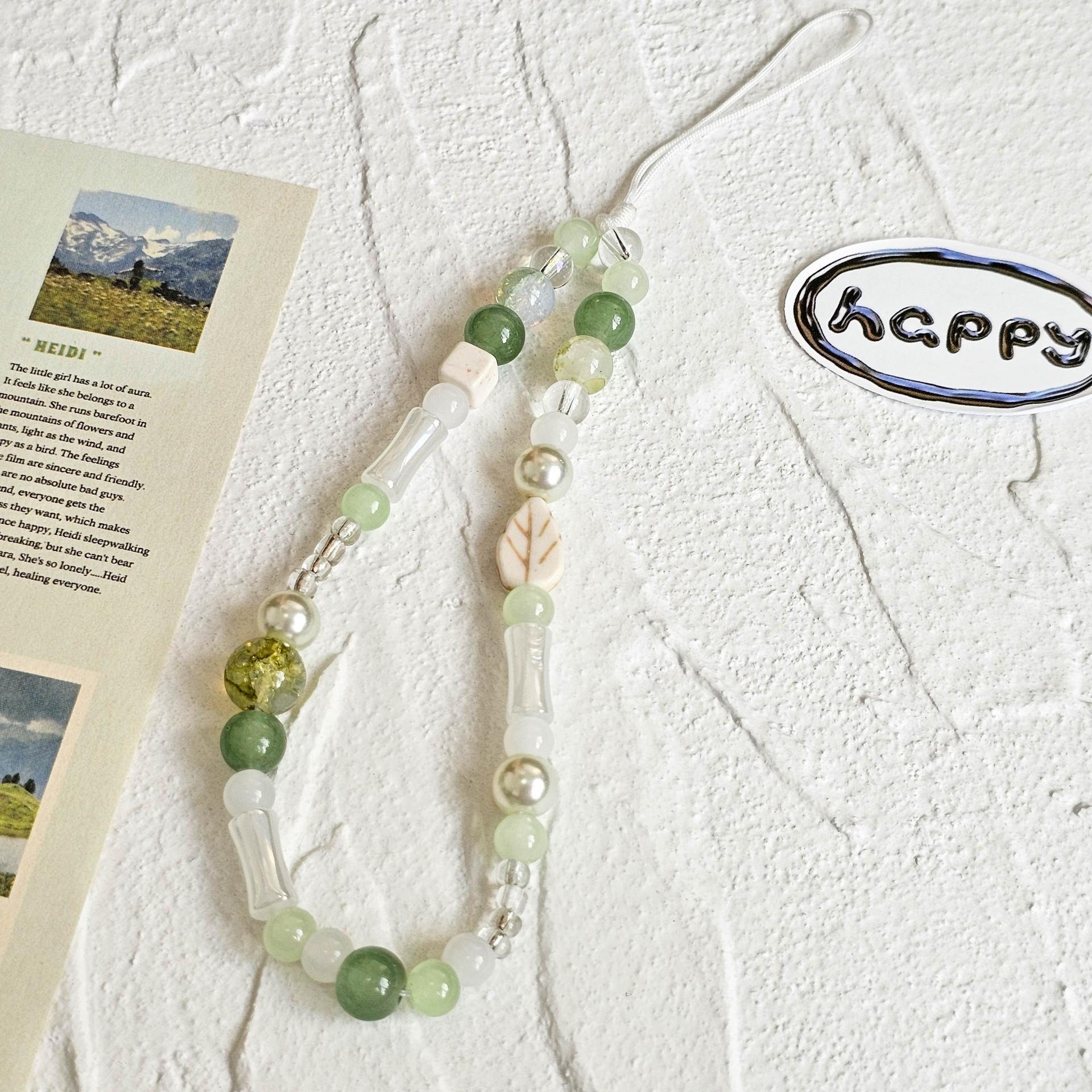 Original Chinese Style Teal Green Phone Chain Strap Charm Cute Lanyard Keychain Mobile Phone Lanyard for Airpods Case Keycord