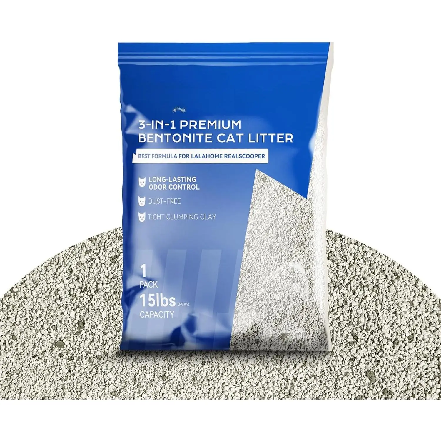 Clumping  Litter,  Bentonite  Litter Sodium-Based, Dust-Free,  Durability, Odor Control,  Mineral Formula Unscented Litter for RealScooper - 15 lb. Box