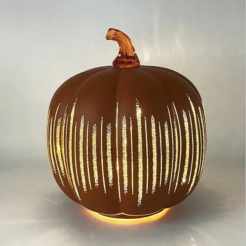 Halloween Decorative Glass Pumpkin Lantern, Timed Glow Christmas Decoration, Bestselling Amazfit Lantern, Festive Lighting Ornament