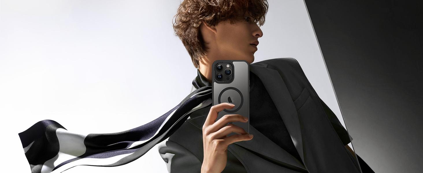 Magnetic for Samsung Galaxy S24 Plus Case [Compatible with Magsafe] Translucent Matte Slim Thin Shockproof Anti-Yellow Women Men Protective Phone Cases Cover for Samsung S24 Plus 6.7", Black