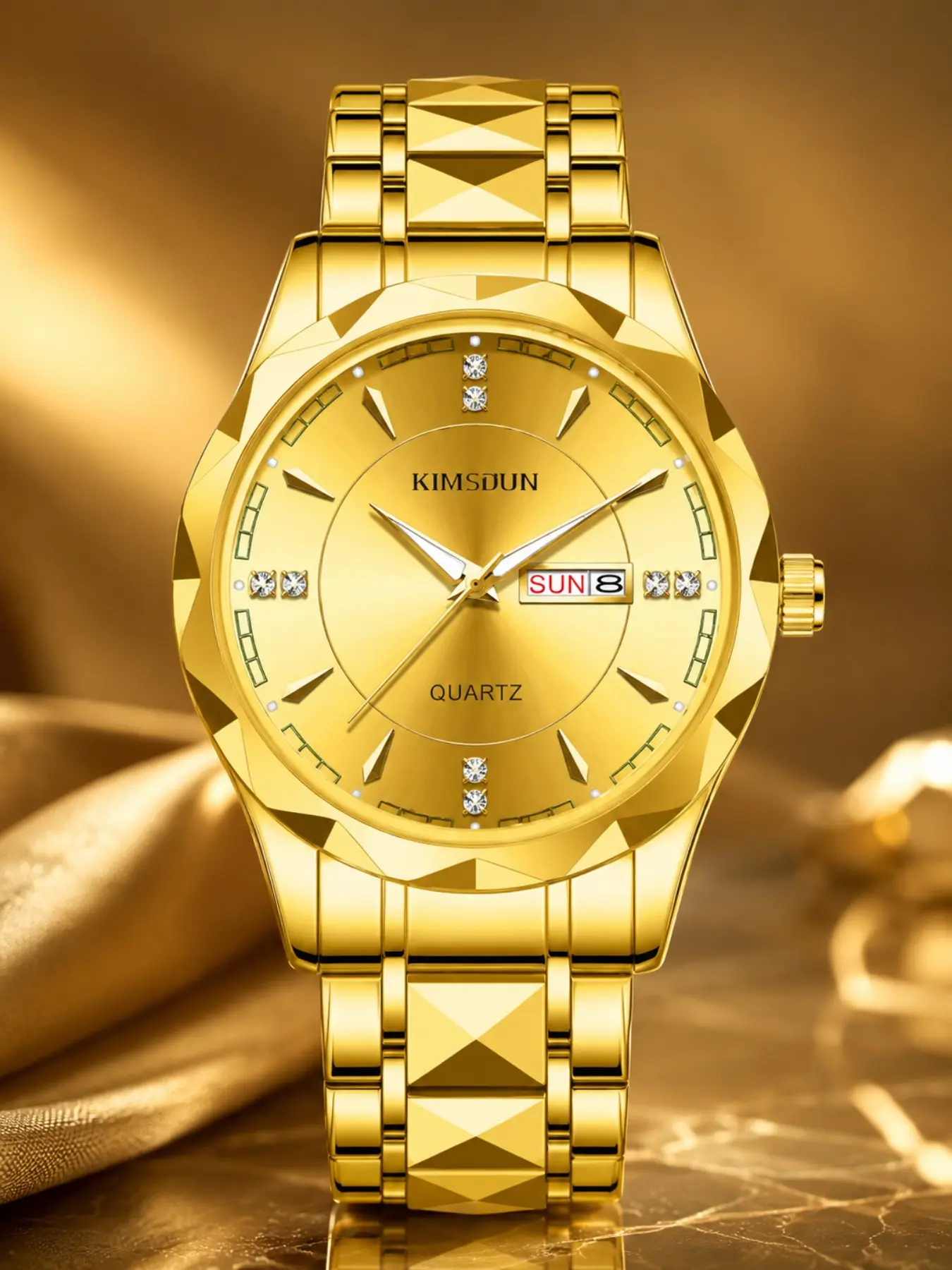 Cold Tone Quartz Watch, Analog Face with Day Date Display, Street Style Design, Ideal for Daily Wear and Events