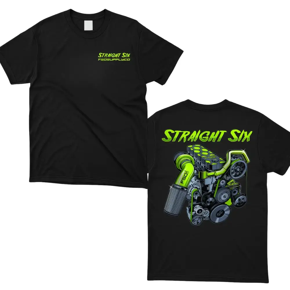FSD Straight Six T-Shirt, Diesel Truck Performance Graphic T-Shirt, For Men and Women, Available in All Sizes and Colors Casual Streetwear Top Black