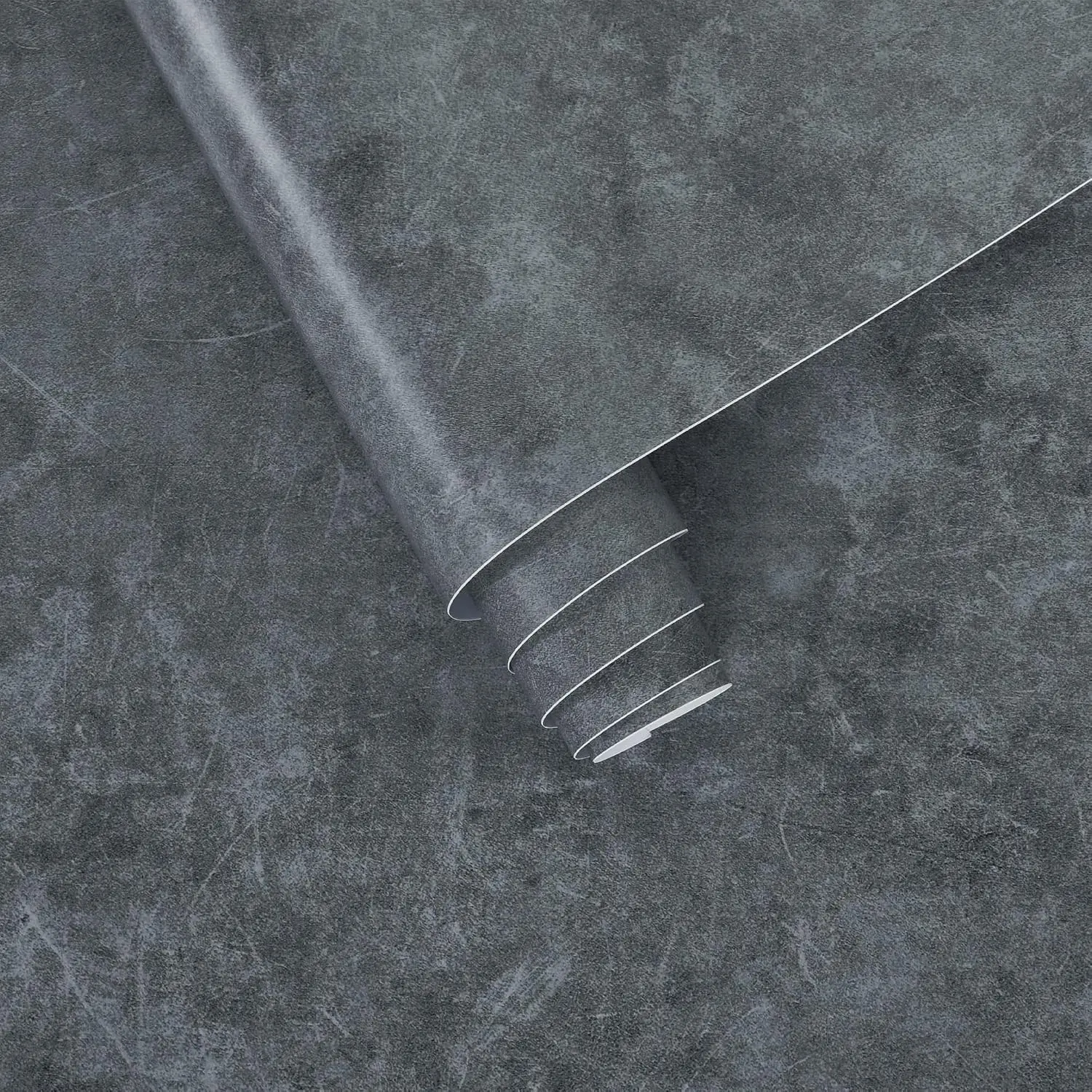 16"×118" Thick Grey Concrete Wallpaper Peel and Stick  Glossy Textured Gray Concrete Contact Paper Vinyl Wrap Self Adhesive Cement Tile Sticker for Countertops Kitchen Bedroom Walls