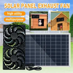 10W Portable Solar Panel with Mini Exhaust Fan Ventilation Unit Air Extractor For Kitchen, Pet Dog, Chicken Coop, Greenhouse Growing