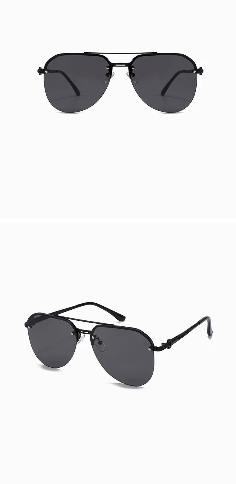 New Fashion Metal Half Frame Women's Outdoor Sunglasses Classic Double Beam Glasses