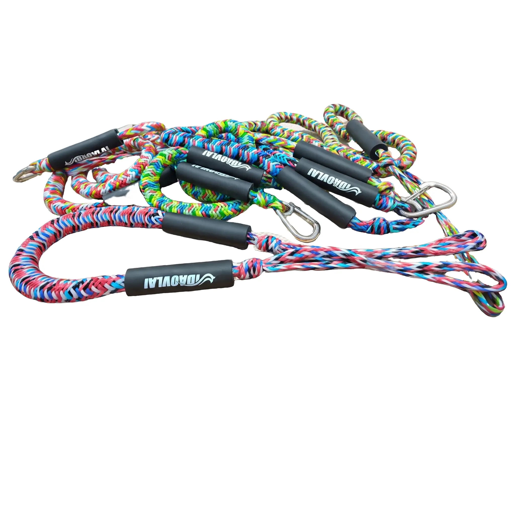 2Pack/4Pack 4ft Marine Bungee Dock Line,16-Strand Multi-Color Braid Unique Pattern Per Rope,Fits Most Small Boats（Fishing Boat / Jet Ski / RIB / Pontoon Boat/Kayak)