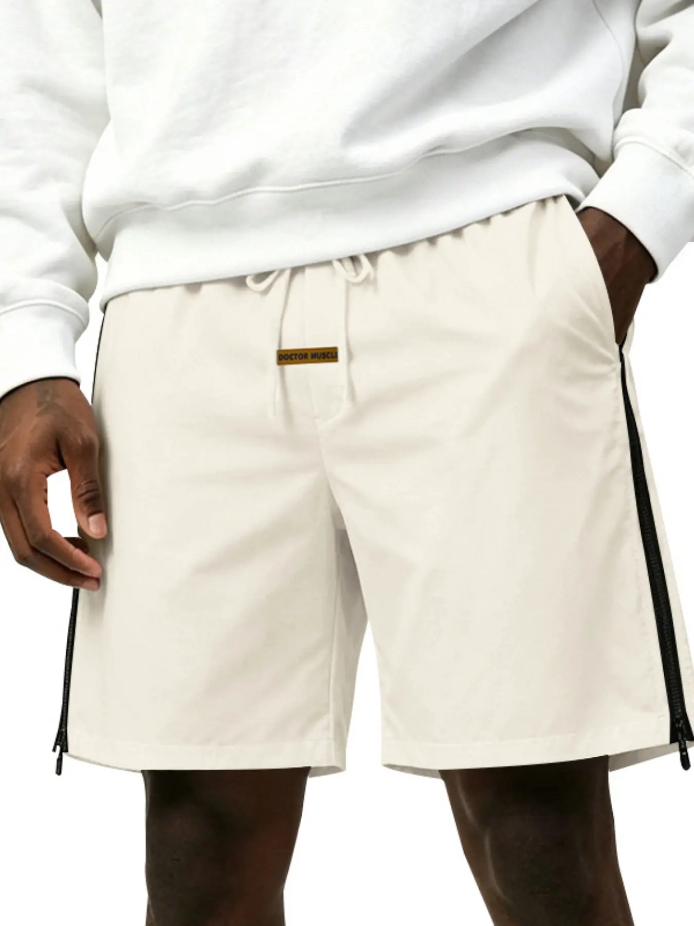 Men's High Street Fashion Loose Fit Skateboard Shorts, Casual Side Zipper Sports Pants, Trendy and Versatile Summer Wear