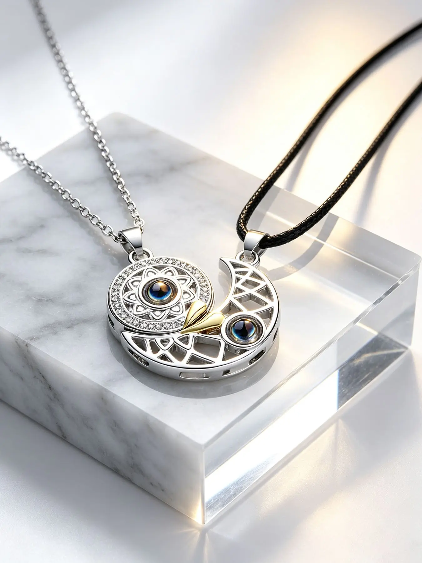 Magnetic Couple Necklace Set, Fashion Accessory Necklace, Long Distance Love Gift, Valentine's Day Accessory, Anniversary Present, Romantic Jewelry for Him and Her
