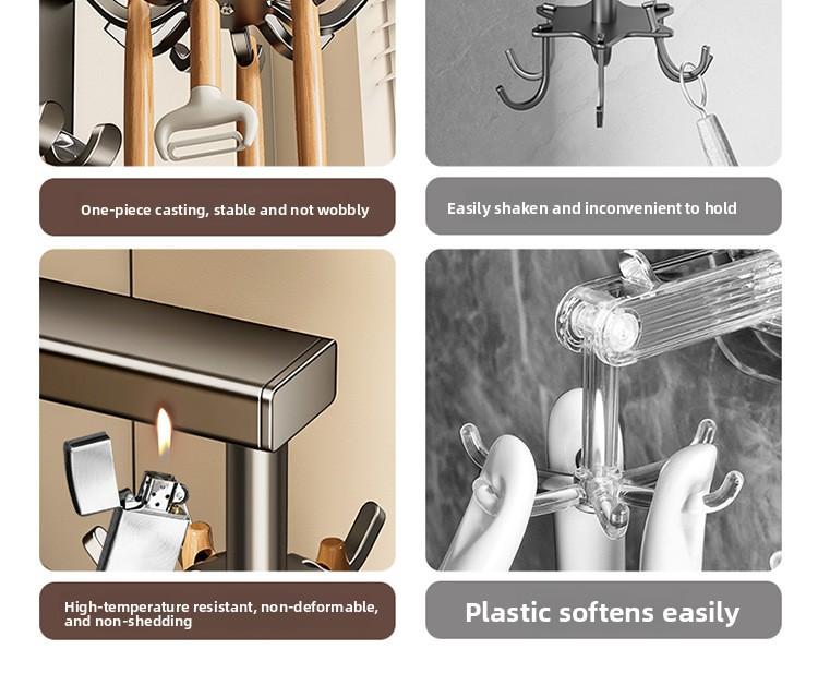 Aluminum Material Powerful Suction Cup Kitchen Rotating Hook Storage Rack No-Nail Wall-Mounted for Spatulas Spoons and Utensils Organiser Installation Aluminum Material Powerful Suction Cup Kitchen Rotating Hook Storage Rack No-Nail Wall-Mounted for Spatulas Spoons and Utensils Organiser Installation