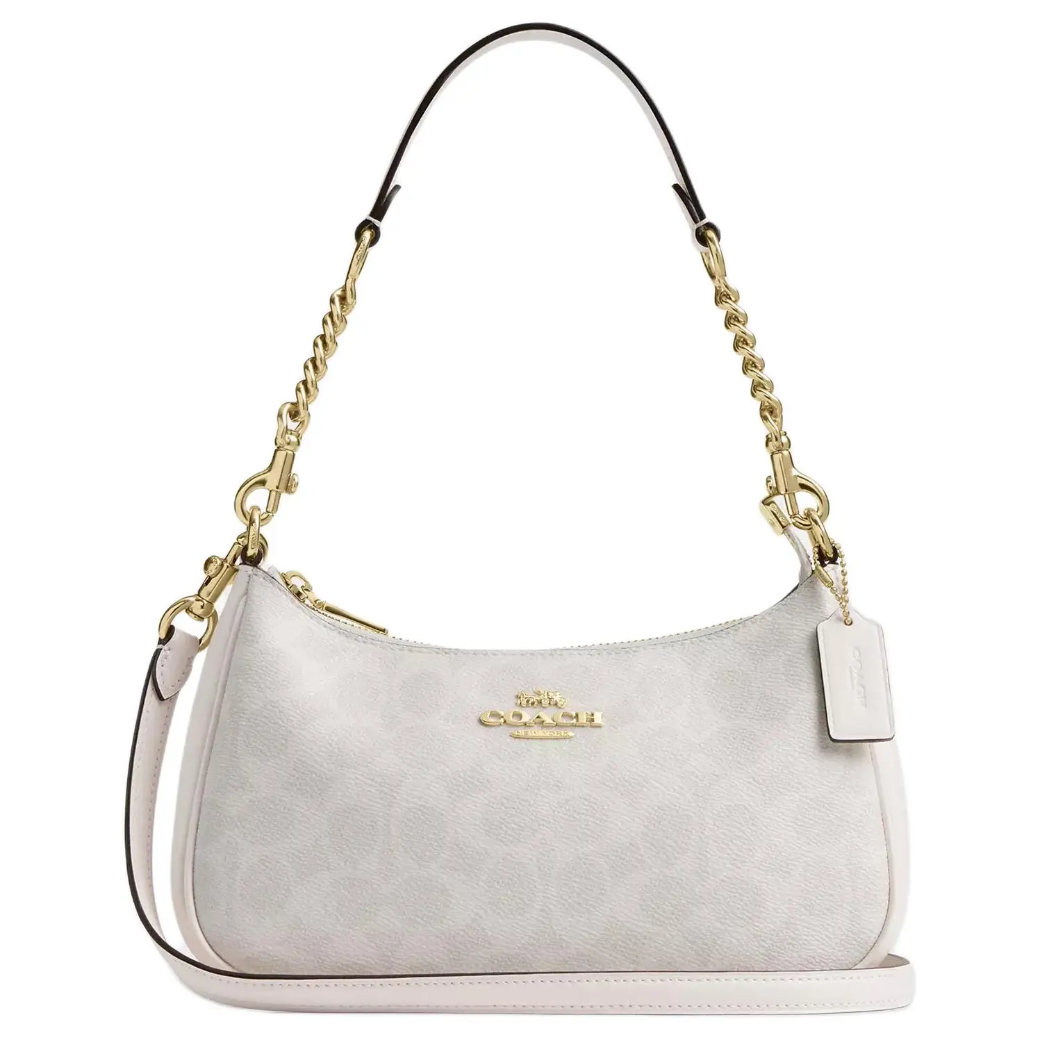 COACH Teri 25 Crossbody Shoulder Bag for Women, Removable Logo Strap, Faux Leather, Medium Size, Chalk White
