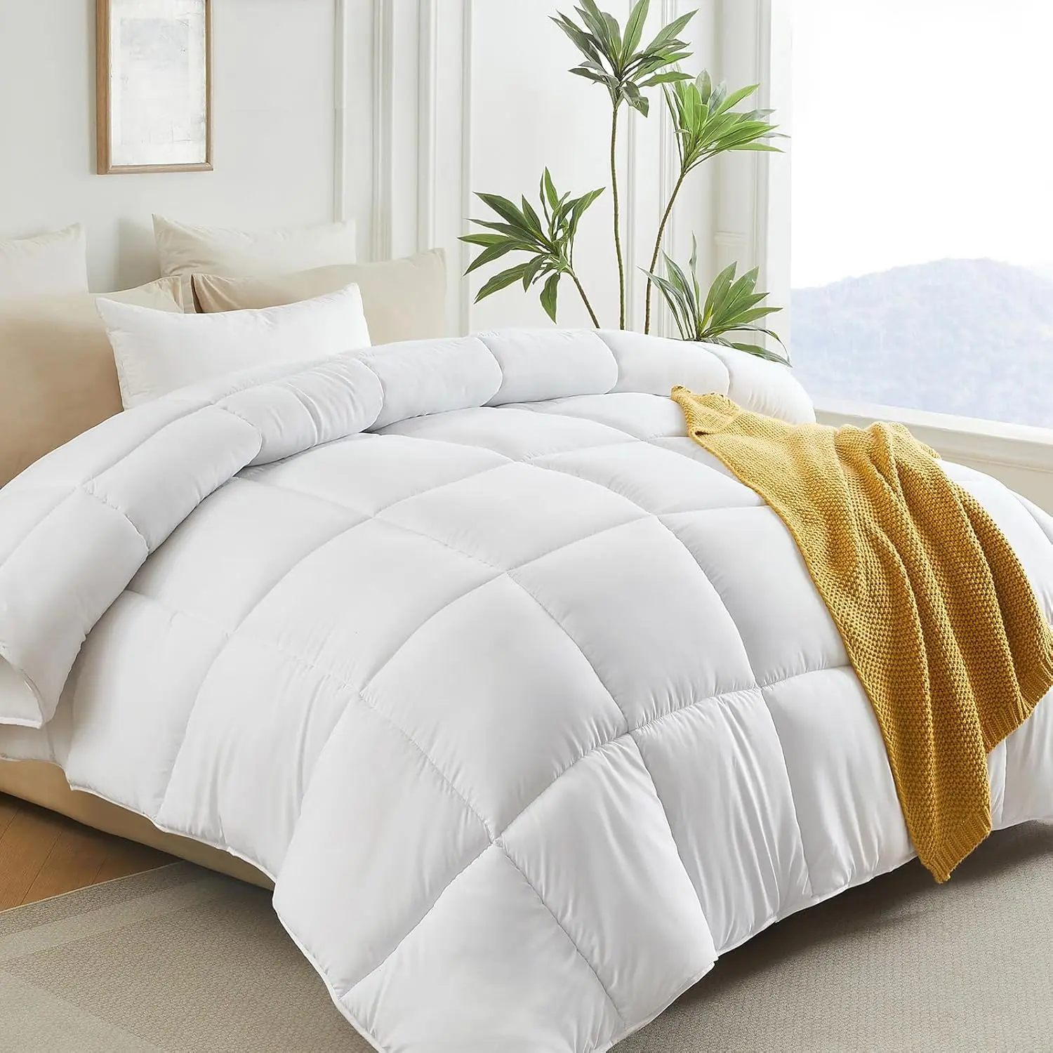 Down Alternative Comforter King Size Duvet Insert,All Season Duvet Insert with Corner Tabs,White Comforter King 106x90Inches