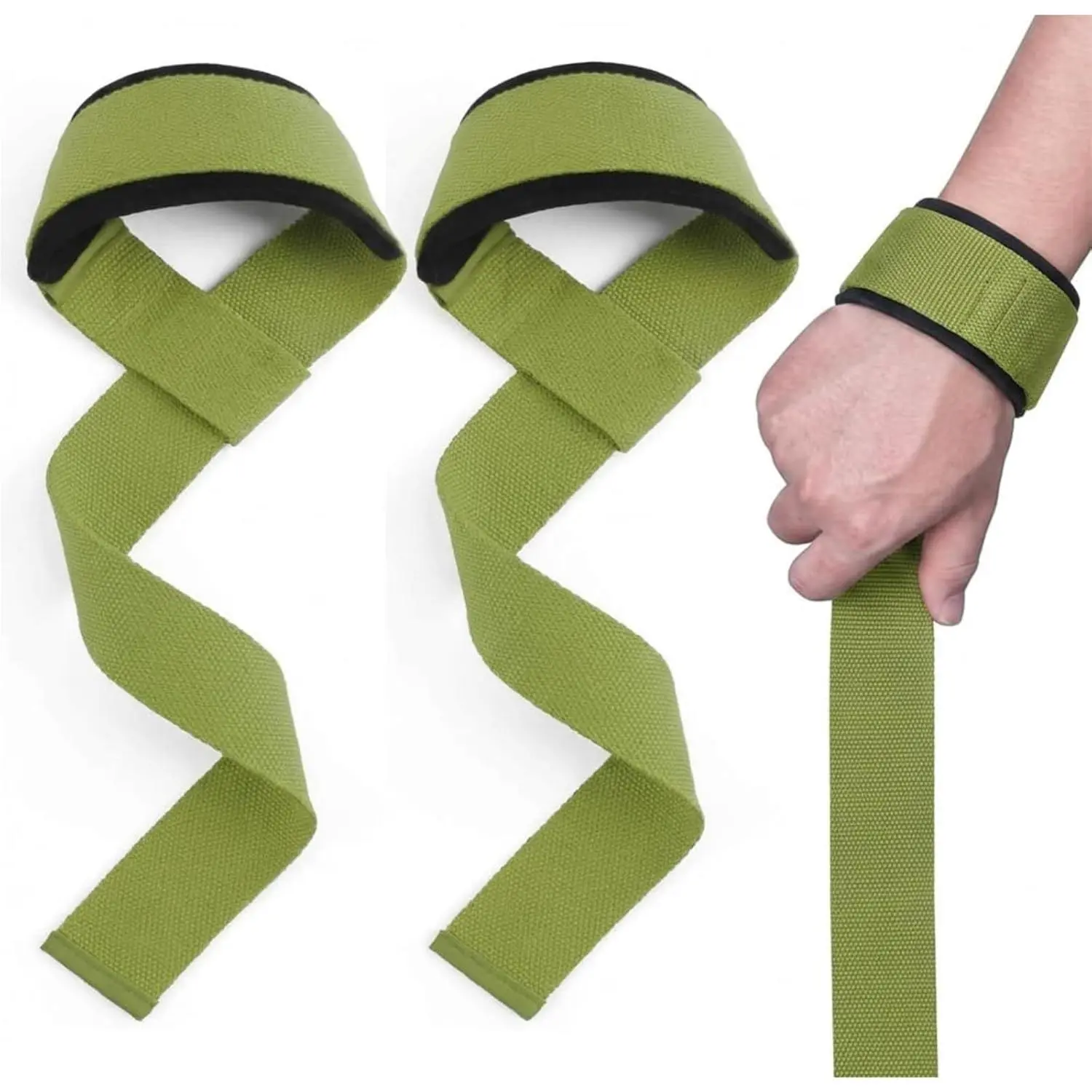 24 Inch Padded Lifting Straps for  Gym,Men & Women (1Pair) | Padded  Weightlifting Straps with Neoprene Wrist Support for Deadlifts, Rows, Shrugs, Heavy Pulls (green)