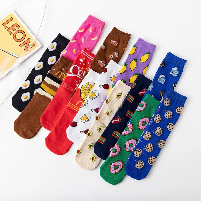 13 Pairs Novelty Crew Socks - Fun Food & Snack Pattern Casual Socks for Daily Wear, Fun Gifts