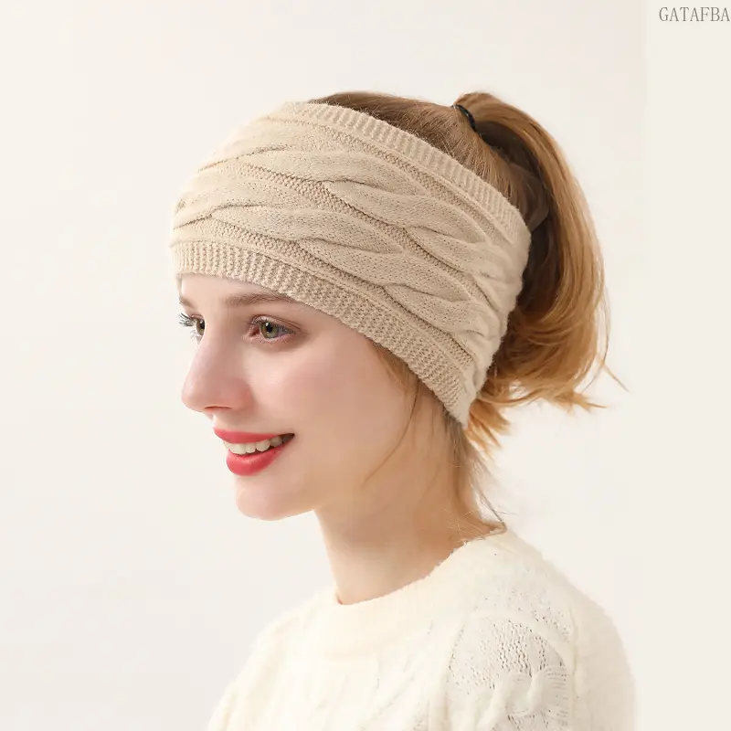 Fleece‑Lined Knit Headband, Twisted Knit Hair Wrap, Warm Stretchy Head Scarf for Women, Fashion Hair Accessory for Sports and Cold Weather
